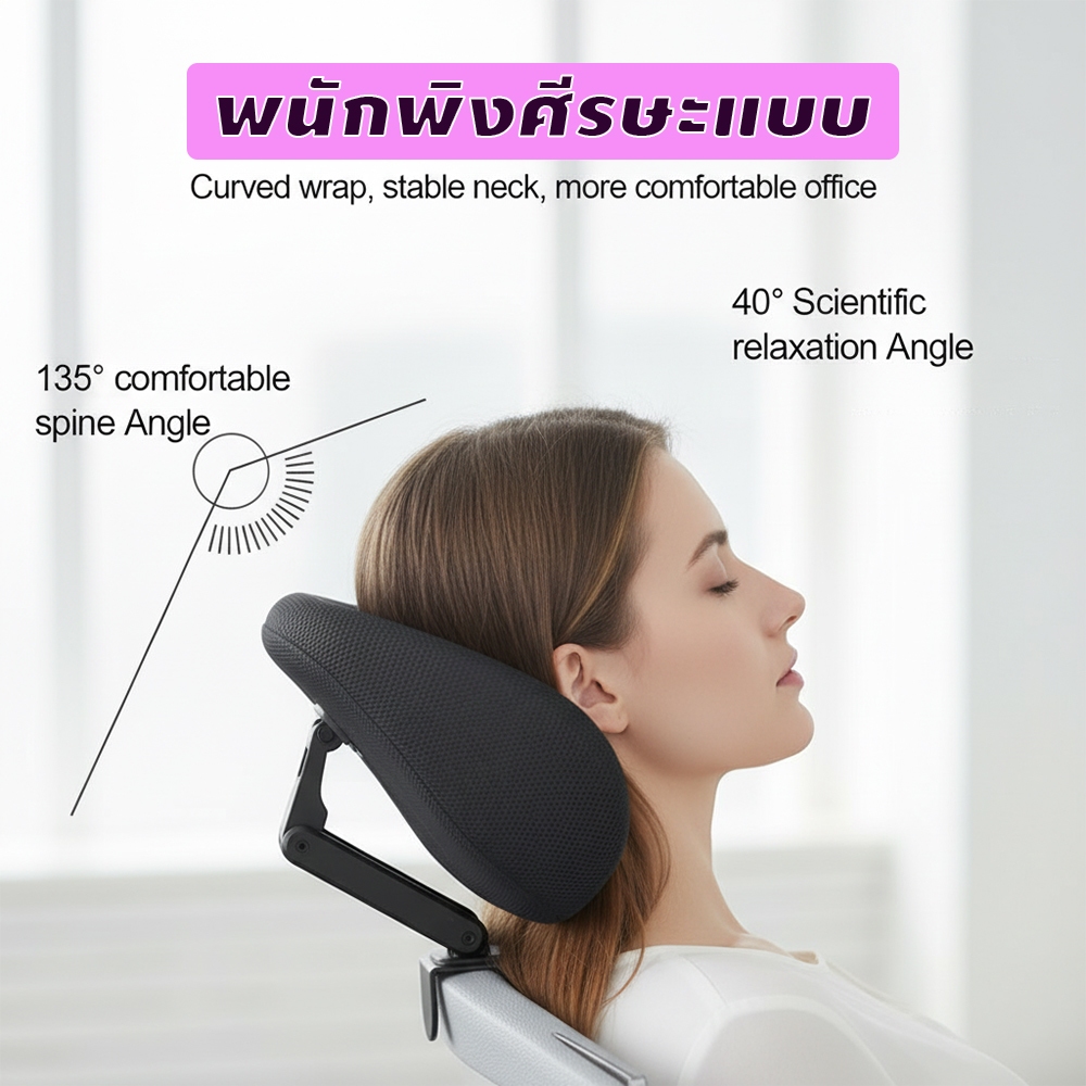 พนักพิงศีรษะเก้าอี้ ออกแบบตามหลักสรีระศาสตร์ พนักพิงศีรษะแบบปรับได้ Retractable bracket