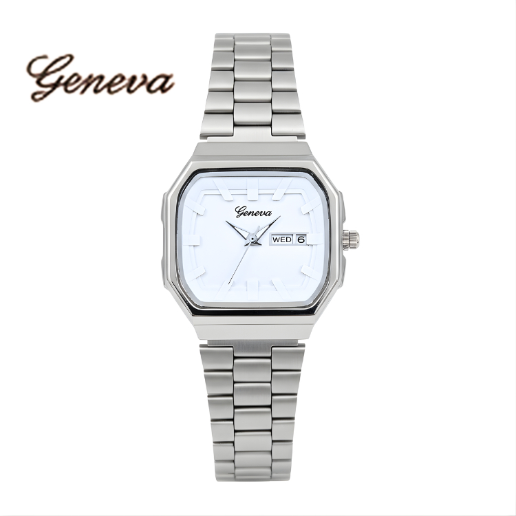 Geneva นาฬิกาข้อมือ สายสแตนเลส ปรับสายได้ตามขนาดข้อมือ สินค้าพร้อมส่ง