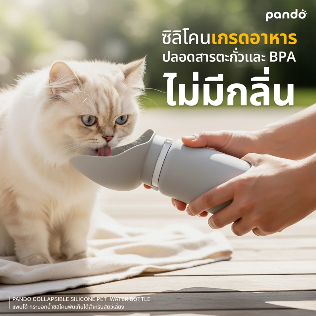 [สินค้าใหม่] PANDO Collapsible Silicone Pet  Water Bottle แพนโด้ กระบอกน้ำซิลิโคนพับเก็บได้สำหรับสัตว์เลี้ยง thumbnail 3