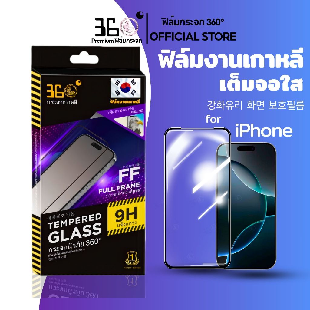 [🇰🇷360° เกาหลี] ฟิล์มกระจกเต็มจอ ฟิล์มกันมอง iphone 17 17promax 15 16promax 13 17pro 15promax 11 14