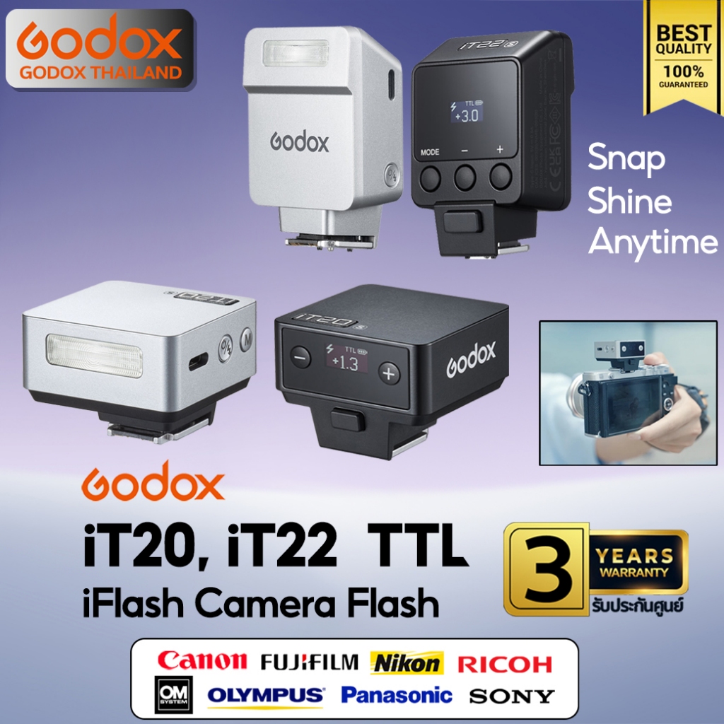 Godox Flash iT20, iT22 -TTL 300mAh -For Ricoh และอื่นๆ ออโต้,แมนนวล iFlash (TR, FR-R ) / Godox Thail
