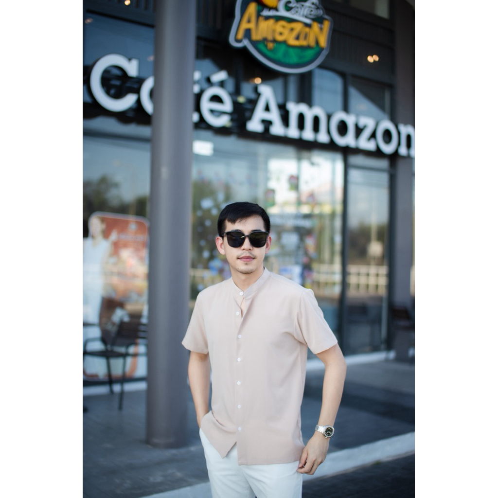 เสื้อเชิ้ตแขนสั้น คอจีน เสื้อฮาวาย สวมใส่สบาย ไม่ร้อน ไม่ต้องรีด!!! ทรงตรง 20 สี M-2XL(แขนสั้นคอจีน) ราคา ถูกที่สุด ดีลบีเคเค แกลเลอรีภาพที่ 9
