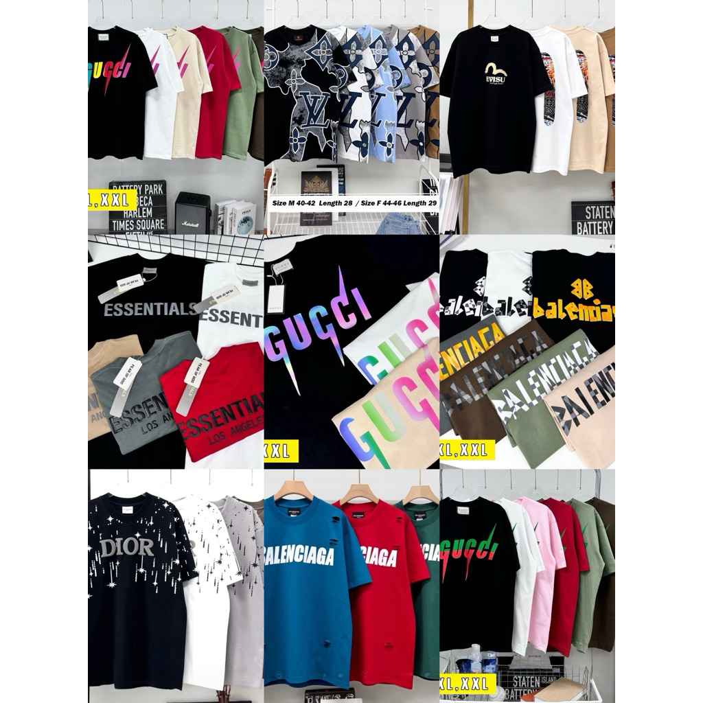 •รวมเสื้อยืดแบรนด์ อก40-46สกรีนลายหน้า-หลัง