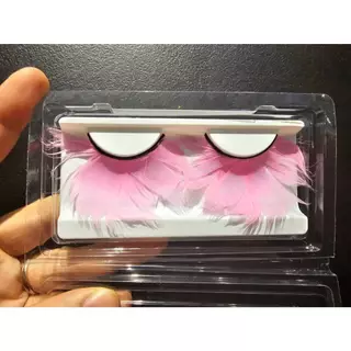ขนตาปลอม ขนตาขนนก ขนตา แฟนซี หลากสี 1 Pair Natural Feather False Eyelashes Party Nightclub Makeup Eye Lash