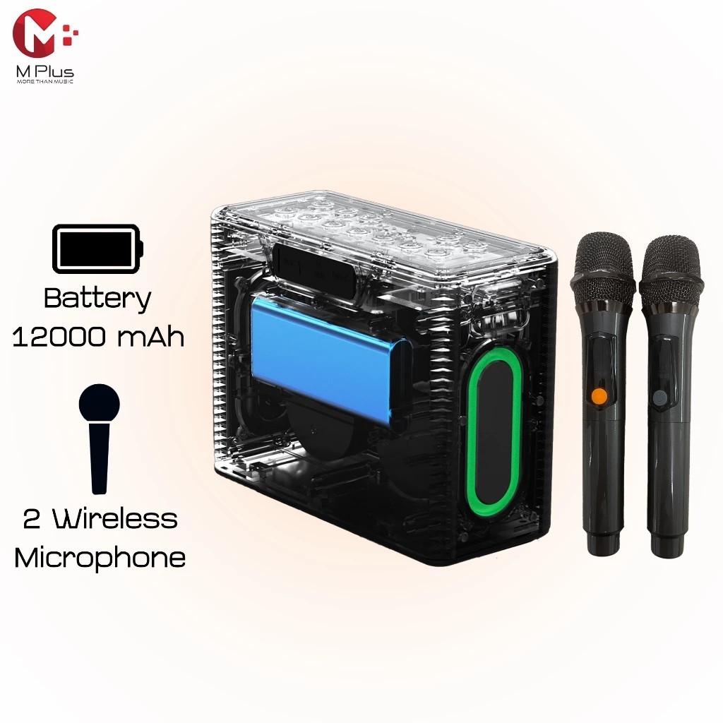 MPLUS M8 PRO ลำโพงบลูทูธ 120W ไฟ RGB ไมค์ลอย 2 ตัว แบต12000mAh กันน้ำ IPX5 ประกัน1ปี