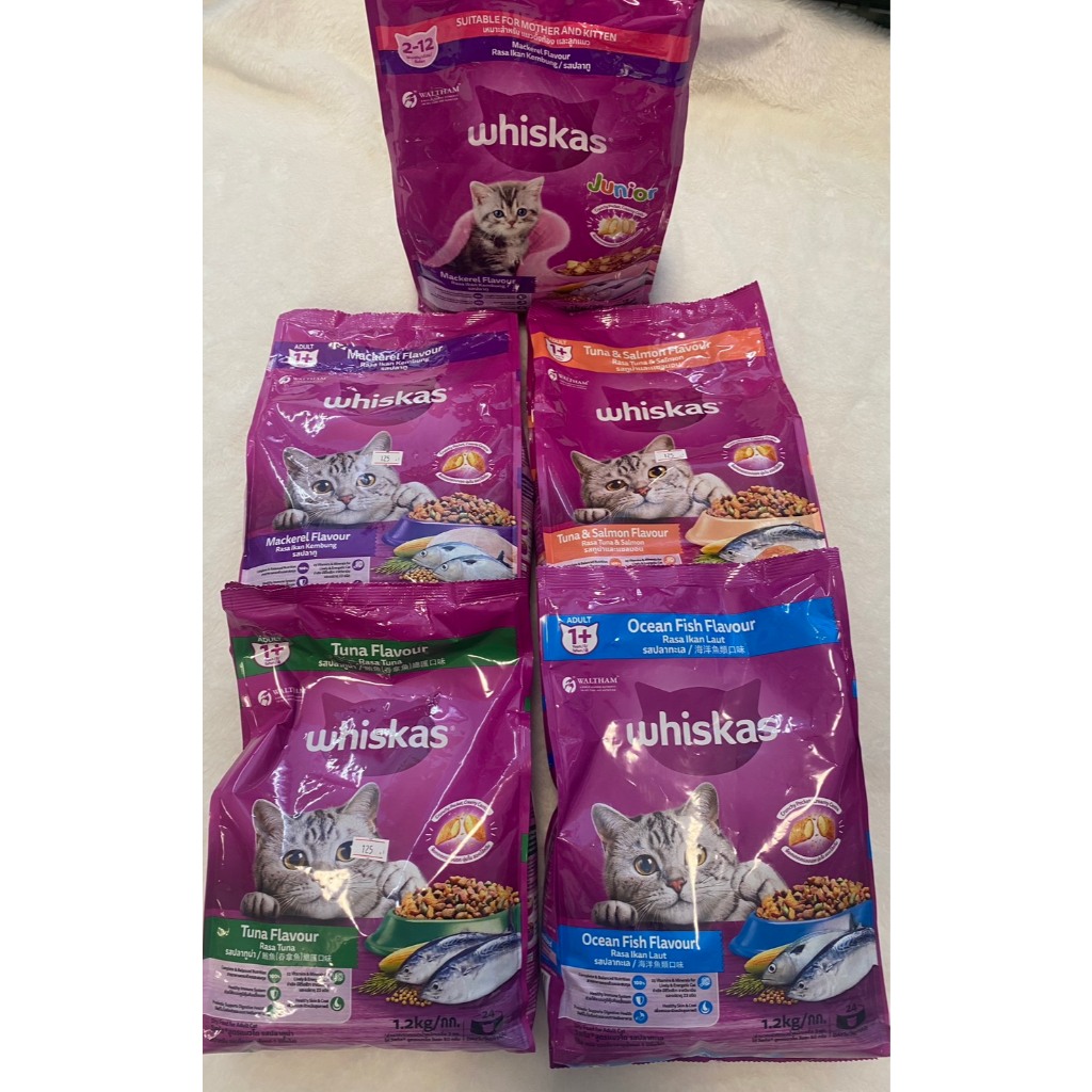 อาหารแมว Whiskas 1.1-1.2 กก. ส่งฟรี สำหรับแมวทุกวัย