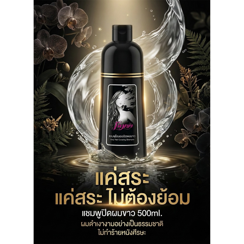 แชมพูปิดผมขาว โฉมยง ขวดใหญ่500ml.