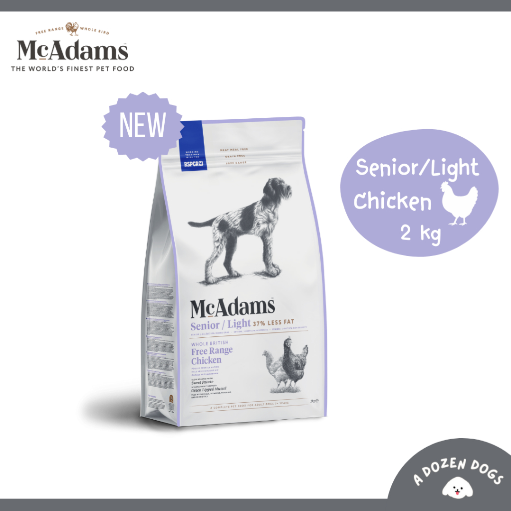 McAdams Medium/Large Senior/Light ทุกสูตร อาหารสุนัขสูงวัย/ลดน้ำหนัก สูตรไก่ฟรีเรนจ์ ไขมันต่ำบำรุงข้อ
