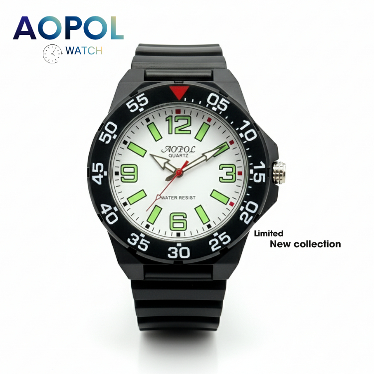 AOPOL นาฬิกาข้อมือ รุ่น 1729 สายเรซิน เข็มพรายน้ำ กันน้ำ100% พร้อมจัดส่ง