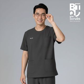 ( ปักชื่อ ) BTQ Medical Scrub Top - Unisex - รุ่น Round Bott…