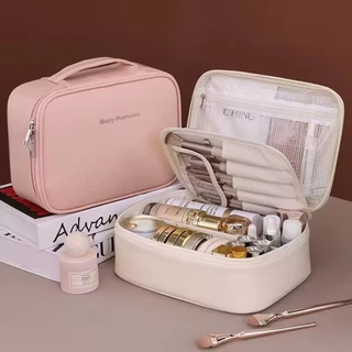 กระเป๋าเครื่องสำอางหนังPU 💼 กันน้ำ+จุเยอะ ✨ ถอดแปรงได้ 💄 พกพาสะดวก