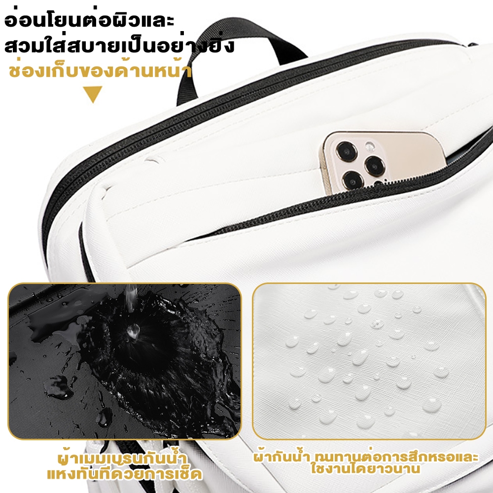 TC จัดส่งจากกรุงเทพ กระเป๋าเป้สะพายหลัง ใส่แล็ปท็อป แบดมินตัน กันน้ํา ความจุขนาดใหญ่ หนังPU Backpack - รูปที่ 4