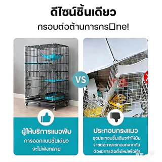 🐾 กรงแมวพับได้ 4 ชั้น ขนาดใหญ่ มีชั้นลอย+บันได พร้อมล้อ เคลื่อนย้ายง่าย แข็งแรง ทนทาน ติดตั้งง่าย 🔥