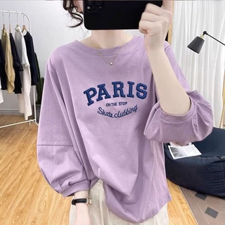 เสื้อยืดแขนยาวผู้หญิงน่ารักๆ แขนบอลลูน oversize เสื้อผ้าสาวอวบไซส์ใหญ่ ลําลอง แฟชั่นมาใหม่ เสื้อโอเวอร์ไซส์สไตล์เกาหลี