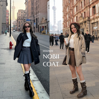 MyWay Brand : Nobii Coat เสื้อคลุมตัวยาว สีดำ น้ำตาล