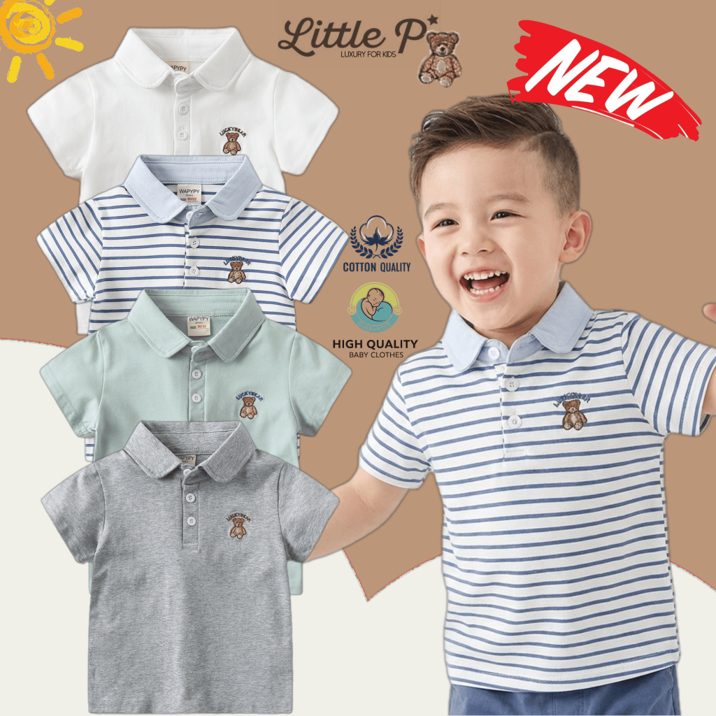 🌟🇹🇭 ส่งด่วน🌟 ใหม่ ! เสื้อโปโลเด็ก โปโลเด็กชาย เสื้อผ้าเด็กผู้ชาย อายุ​ 1-8 ปี By Little.P
