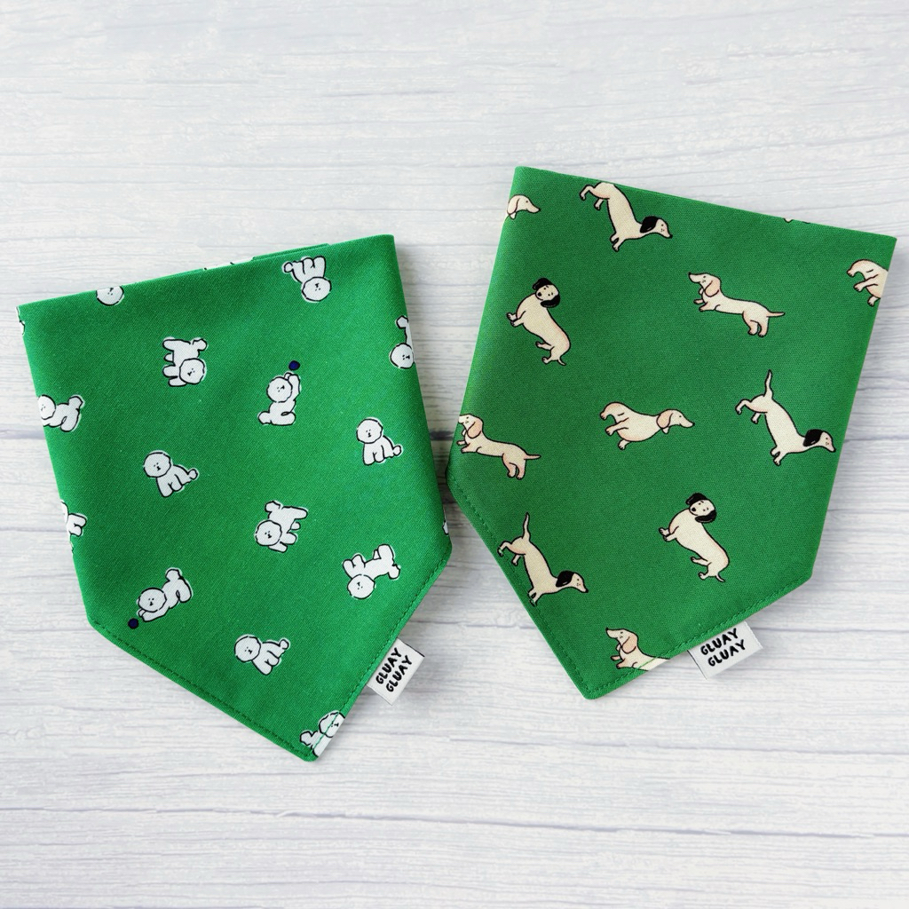 GLUAY GLUAY - ผ้าพันคอหมาแมว ผ้าพันคอสัตว์เลี้ยง - Dachshund&Bichon
