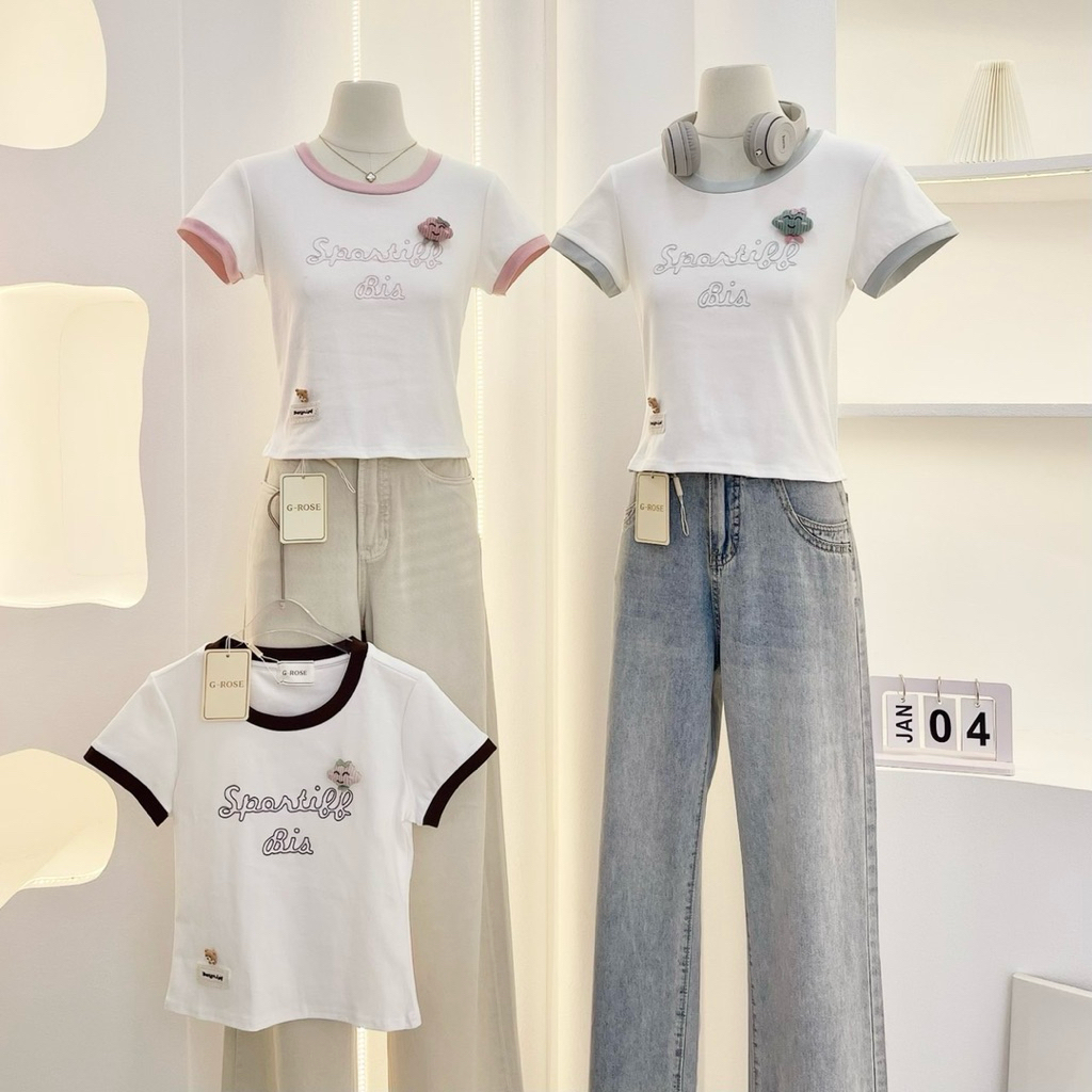 G-Rose เสื้อยืดเบบี้ทรี งานปัก น่ารัก มีเข็มกลัดก้อนเมฆ