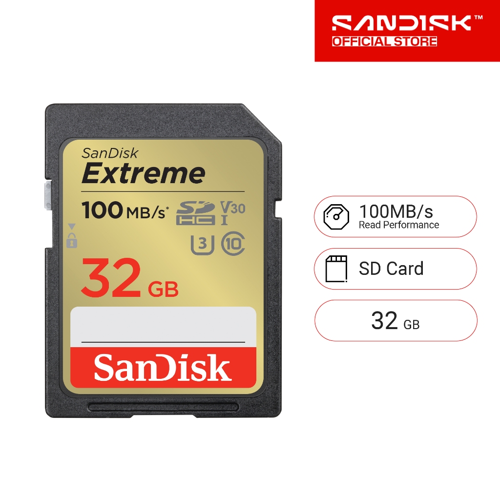 SanDisk Extreme SDHC Card 32GB ความเร็ว อ่าน 100MB/s เขียน 60MB/s (SDSDXVT-032G-GNCIN)