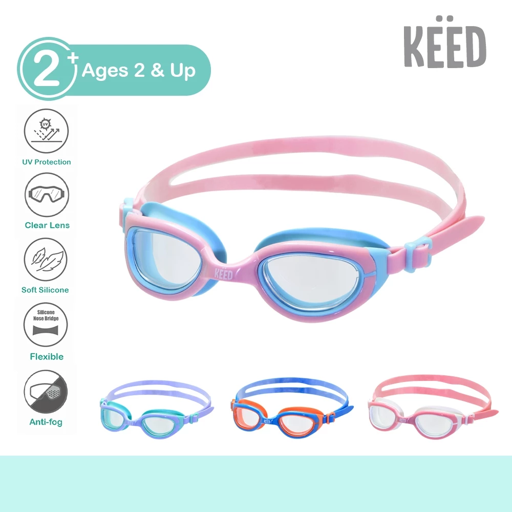 ✨NEW✨KEED : แว่นตาว่ายน้ำเด็ก เลนส์ใส มีตัวล็อคด้านข้าง เหมาะสำหรับน้องอายุ 2 ขวบขึ้นไป *0666*