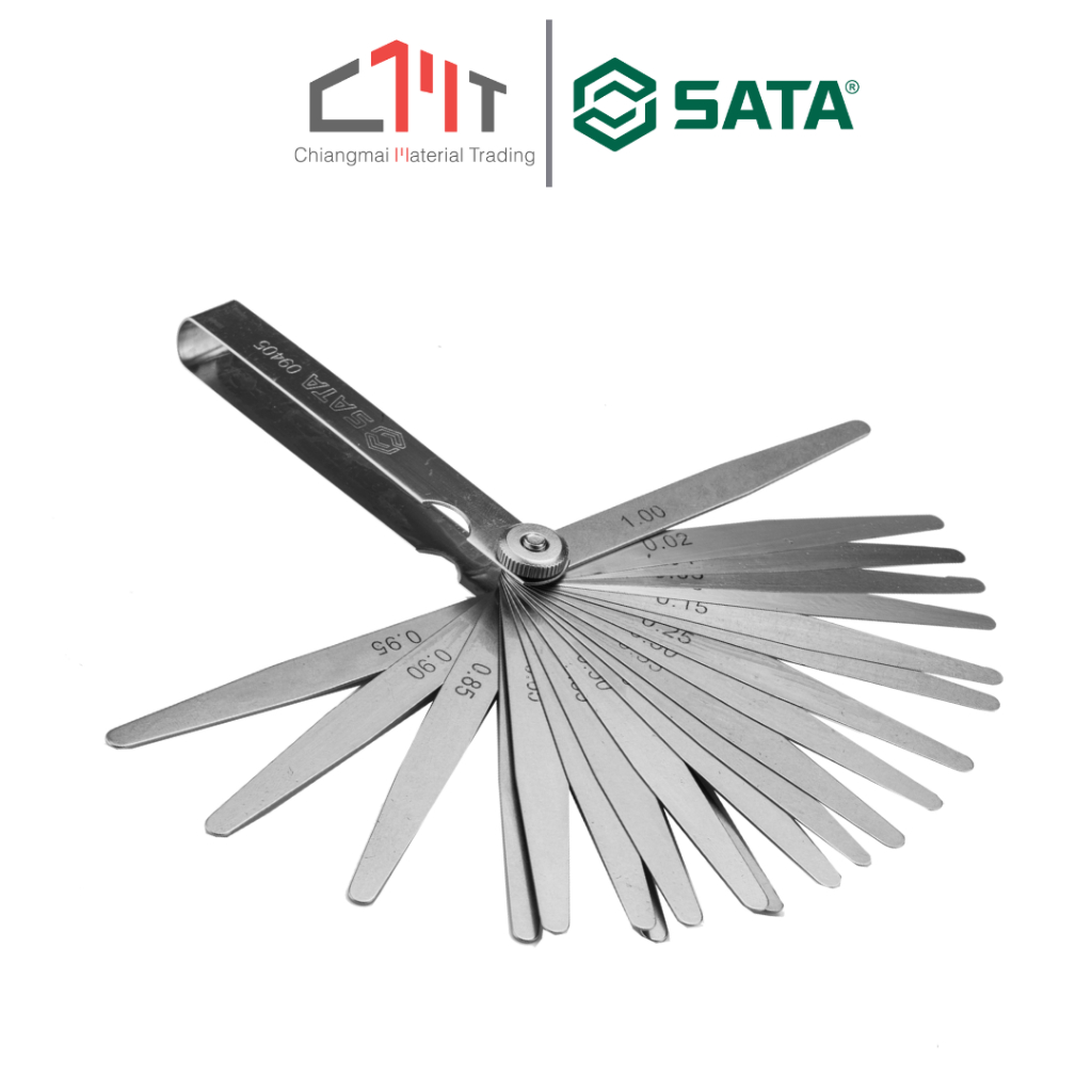 SATA  ฟิลเลอร์เกจ 23 ชิ้น 0.02-1 mm. No.09405 (23Pc. Feeler Gauges Set 0.02-1.00MM, Metric&S.A.E.)