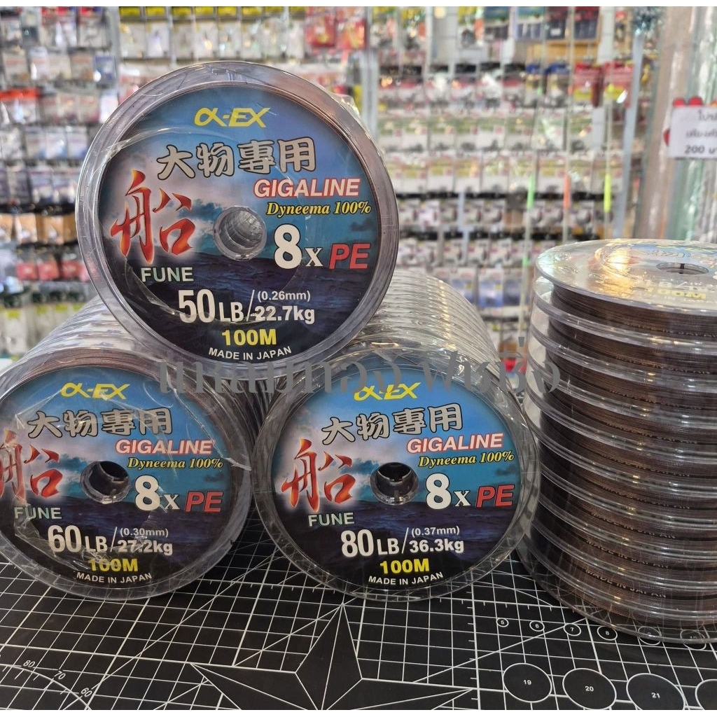 สายพีอี Okawa Race/Gigaline สายไดนีม่า100% (Made in Japan.) ขนาด 1.2-2.5-4-5-6-8 ม้วนละ 100ม. ต่อเนื่อง 1000ม. ราคา ถูกที่สุด ดีลบีเคเค แกลเลอรีภาพที่ 2