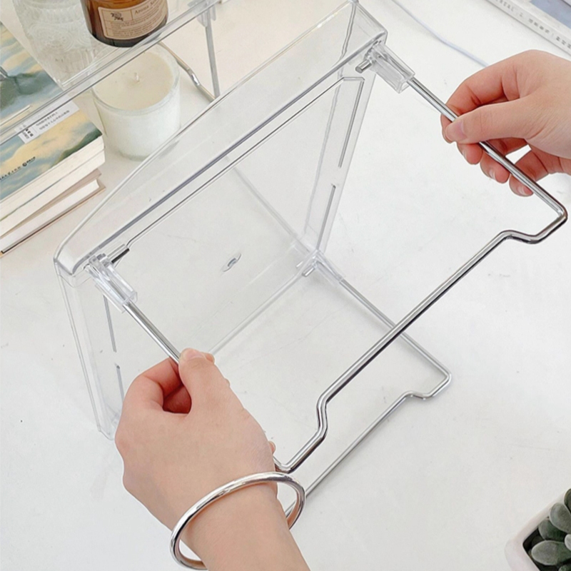 ❤️สินค้าพร้อมส่ง❤️ ชั้นจัดเก็บของ โต๊ะใส่ของพับได้ ชั้นวางของ สีใส วางซ้อนกันได้ ชั้นวางอะคริลิค ที่เก็บของ - รูปที่ 7