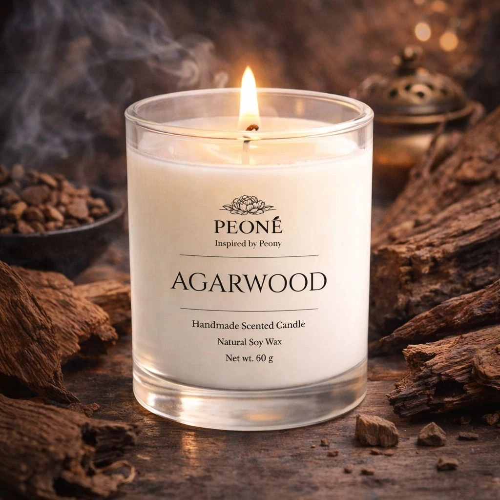 เทียนหอมไขถั่วเหลือง 100% กลิ่น AGARWOOD (ไม้กฤษณา)