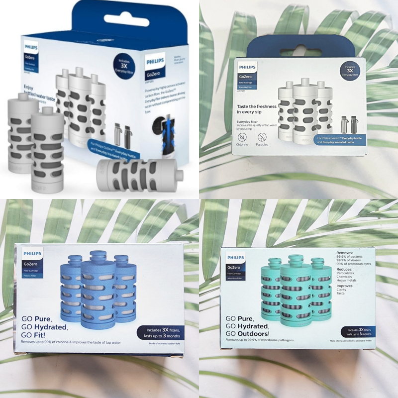 GoZero Filter Cartridge ฟิลิปส์ ตลับกรองน้ำ แพ็ค 3 ชิ้น ไส้กรอง สำหรับ GoZero Active Bottle พลาสติกเกรดอาหาร