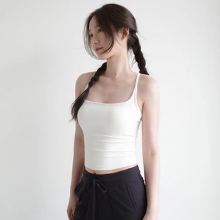 GymHub เสื้อโยคะสายคู่ทรงสปอร์ตบรา ถ้วยทรงฝังตายตัว ใส่สบายไร้ความรู้สึก สายบาง ทรงสี่เหลี่ยม ใส่ชั้นนอกได้