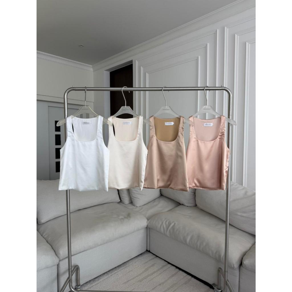 PT411 Diana Satin Tank เสื้อกล้ามผ้าซาตินซิปข้าง PROMTHONG