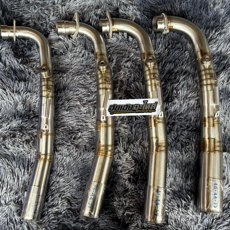 คอท่อฝาเอ็กไซเตอร์4วาล์ว มีรูaf m18 สำหรับจูนพร้อม ใส่เวฟ125s/r/iบังลม 4ขนาด คุณภาพสูง