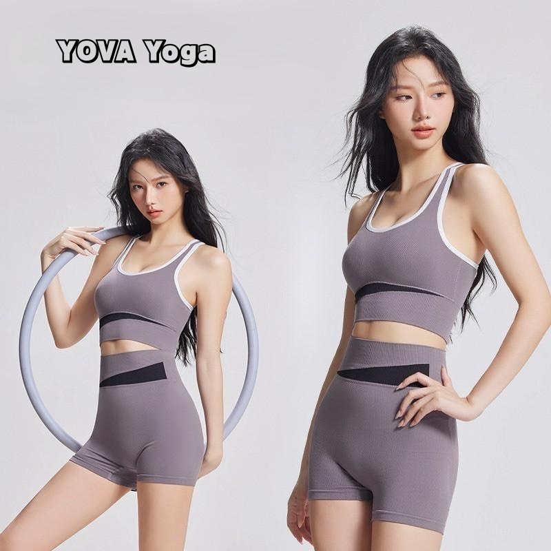 ชุดออกกำลังกายผู้หญิง เซ็ตเสื้อกีฬา+กางเกงเอวสูง S-2XL เก็บพุง ยกก้น มีฟองน้ำในตัว ผ้ายืดหยุ่น ใส่สบาย ชุดโยคะ ชุดฟิตเนส