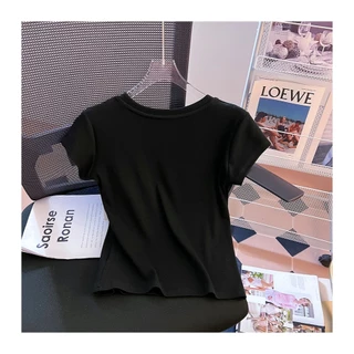 Bella Shop เสื้อยืดคอกลมสีพื้นสไตล์เกาหลีลำลอง เบสิก สวมใส่สบาย แบบบางเบา