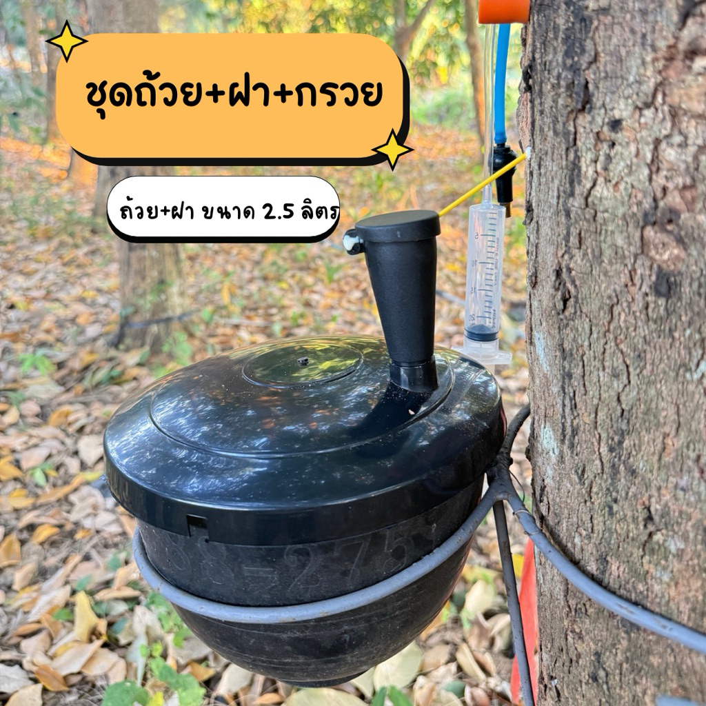 ชุดถ้วย+ฝา+กรวยกันฝน ครบชุด ใช้กับถ้วย2.5ลิตร