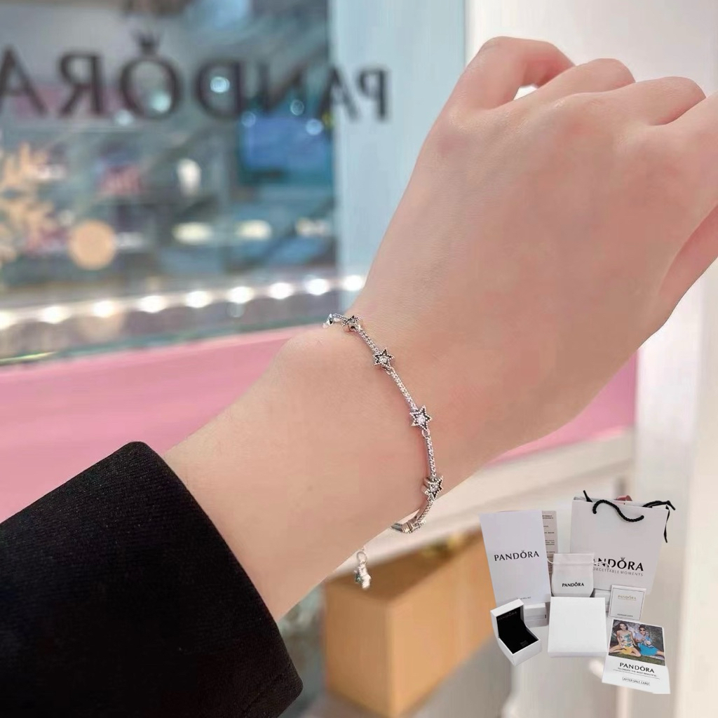 แถมกล่องแถมถุง🎁 ของแท้💯 สร้อยข้อมือดาว 925 เหล็ก สวยงามน่ารัก ให้ความรู้สึกหรูหรา