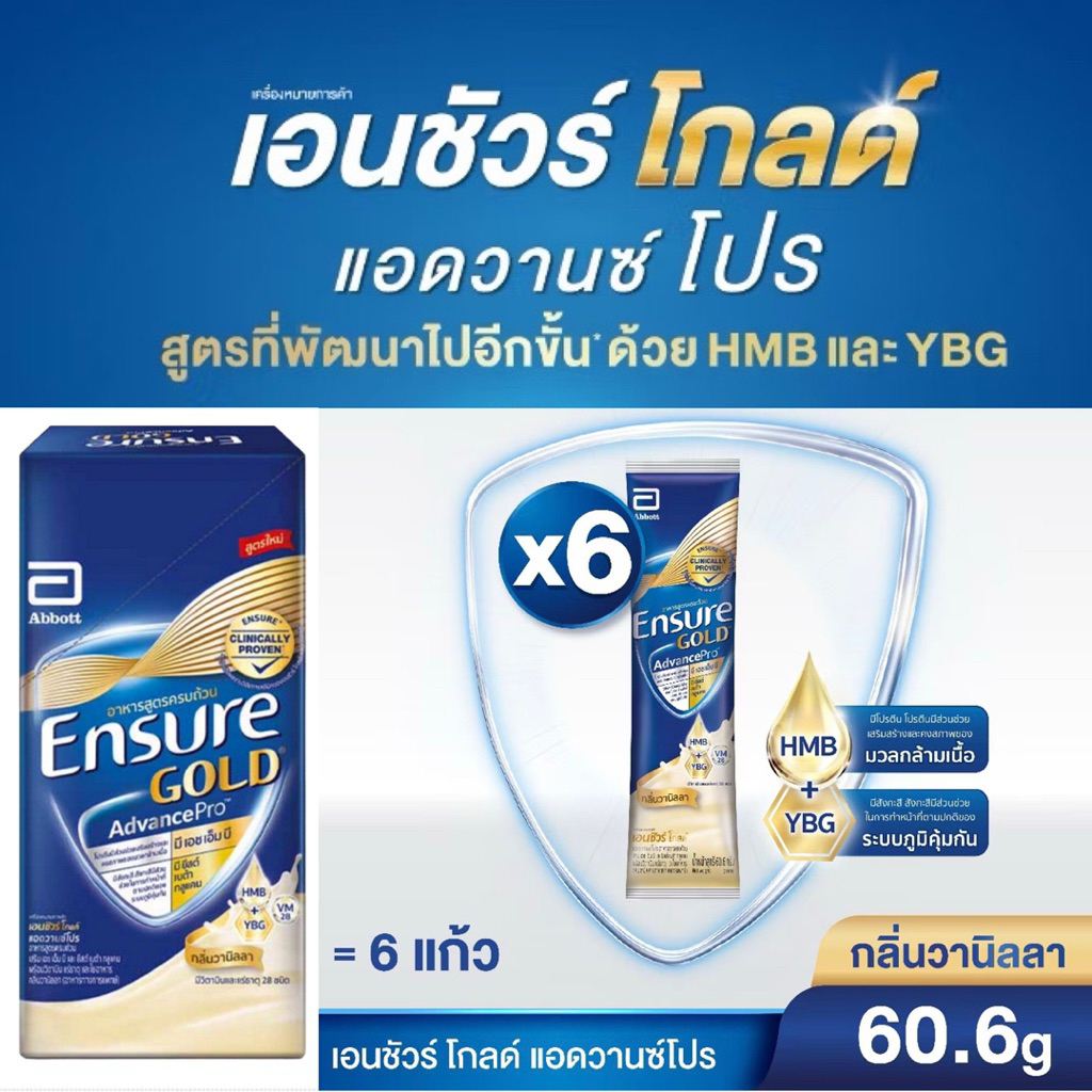 Ensure Gold AdvancePro [แบบซองx6] เอนชัวร์ โกล์ด แอดวานซ์โปร วนิลลา ธัญพืช