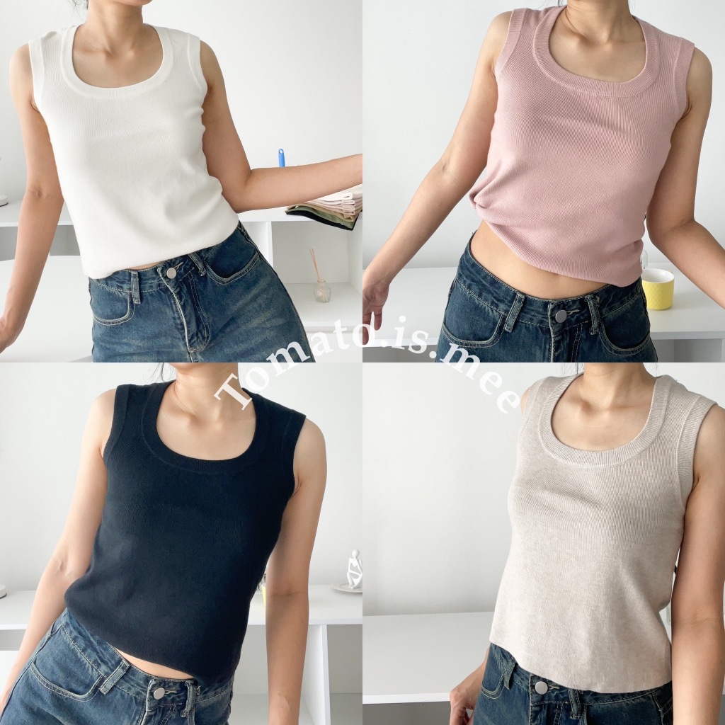 เสื้อกล้ามไหมพรมแขนกุด คอยู ทรงสวย ผ้าเนื้อนิ่ม ใส่สบายเว่อร์ สีเอิร์ธโทน มินิมอล พร้อมส่ง 9 สี !!! (104950) ราคา ถูกที่สุด ดีลบีเคเค แกลเลอรีภาพที่ 9
