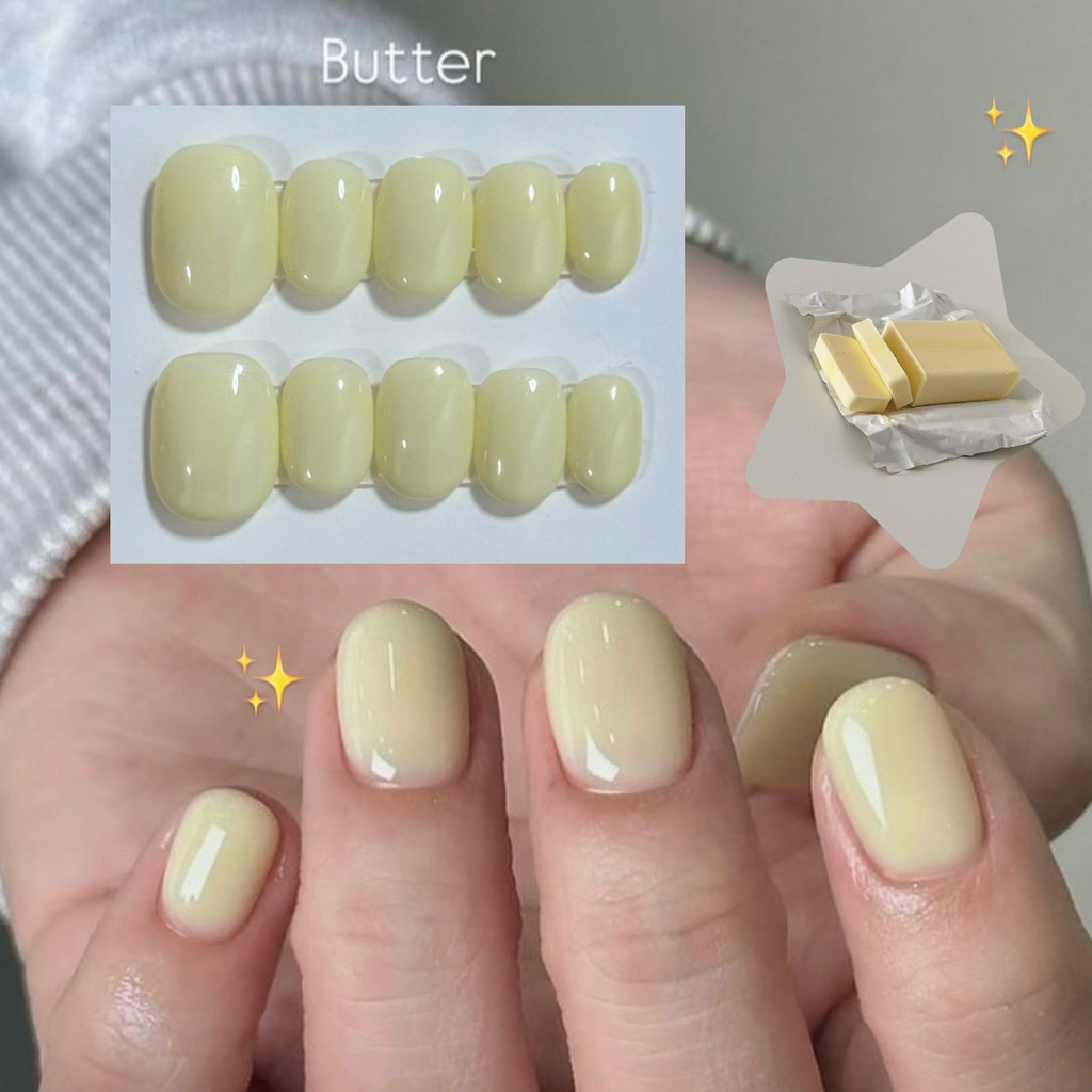 เล็บปลอมเจล สีเหลืองเนยอ่อนไซรัป  Butter ✨🧈🍯1-2 วันจัดส่ง