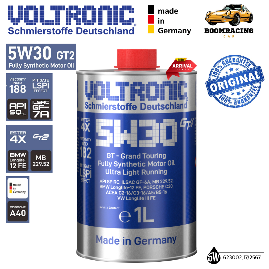VOLTRONIC 5W30 GT2 /API SQ RC/ Base Oil 4PAO+5ESTER 4X Made in Germany น้ำมันเครื่องสังเคราะห์แท้ 100%