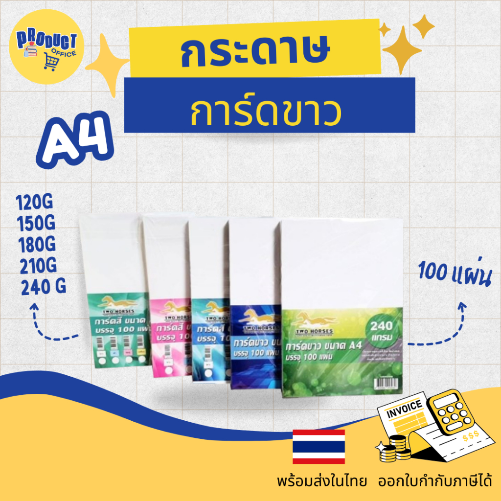 《📌มีส่งทันที》กระดาษการ์ดขาว กระดาษทำการ์ด  A4 หนา120,150,180,210,240 แกรม บรรจุ 20-50-100 แผ่น การ์ด นามบัตร ปกรายงาน