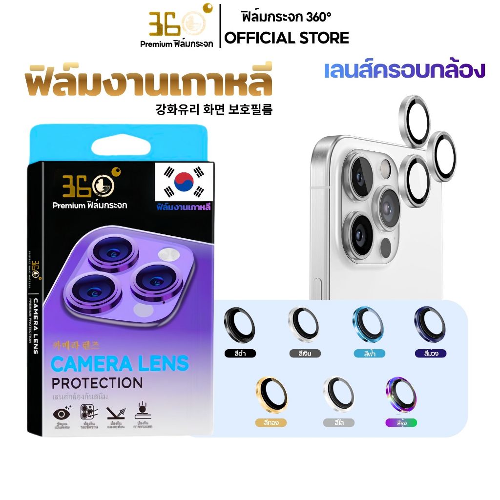 [🇰🇷360°] ฟิล์มเลนส์กล้อง iphone ไทเทเนียมกล้อง ฟิล์มไอโฟน 17 16 15 14 13 pro max plus mini air 16pro