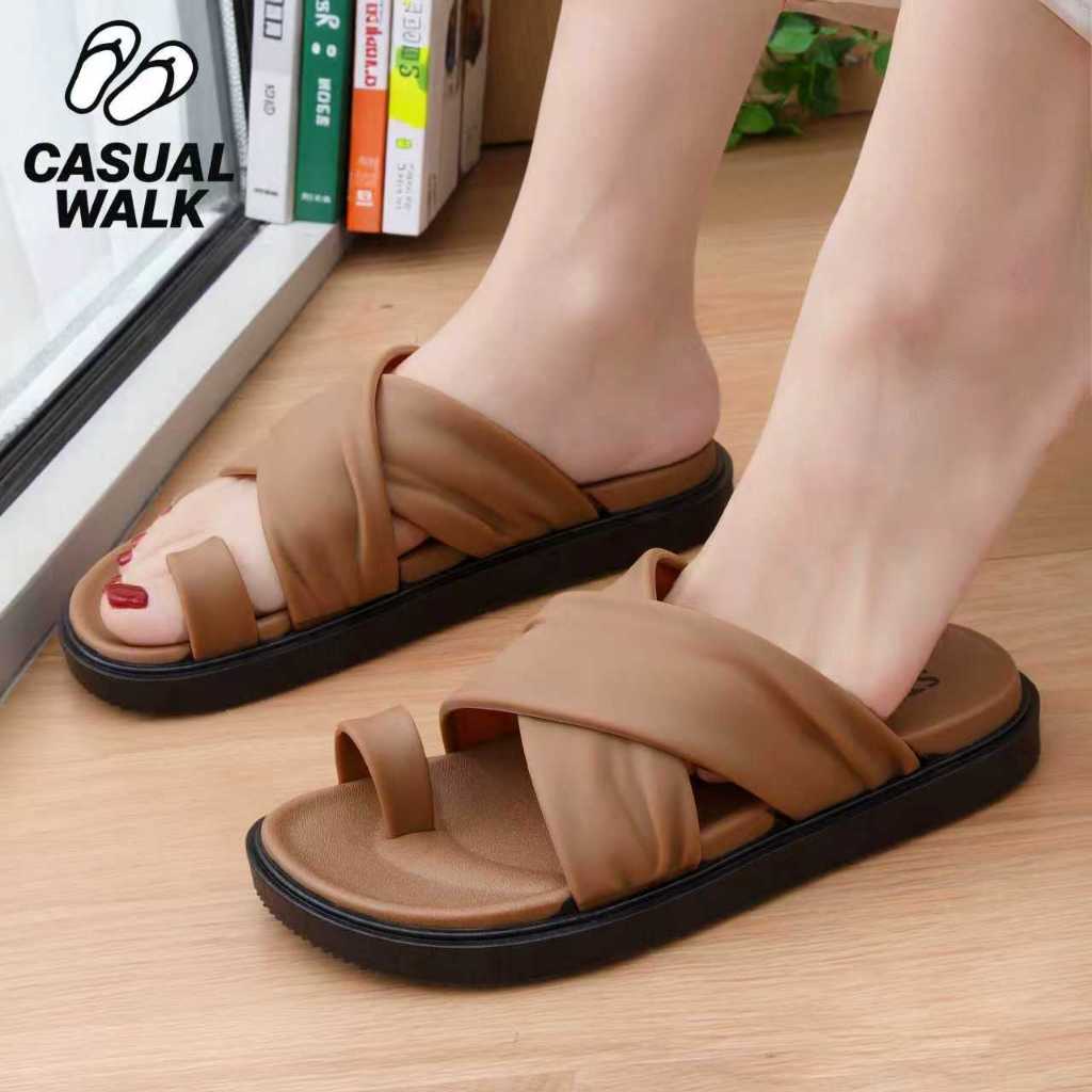 Casual WALKรองเท้าแตะผู้หญิง ดีไซน์ไขว้ เรียบหรู ใส่สวย น้ำหนักเบา