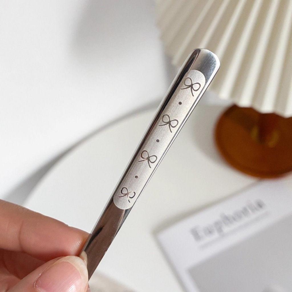 ชุดช้อนส้อมพกพา สแตนเลส 3 ชิ้น ลายโบว์ พร้อมกล่องใส่ ช้อนส้อมตะเกียบ หนา แข็งแรง สไตล์เกาหลี🎀 - รูปที่ 6