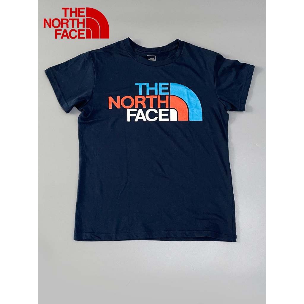 The North Face เสื้อยืดผู้หญิง สายแคมป์ปิ้ง สีกรมท่า(M รอบอก 36") (มือ2) ของแท้