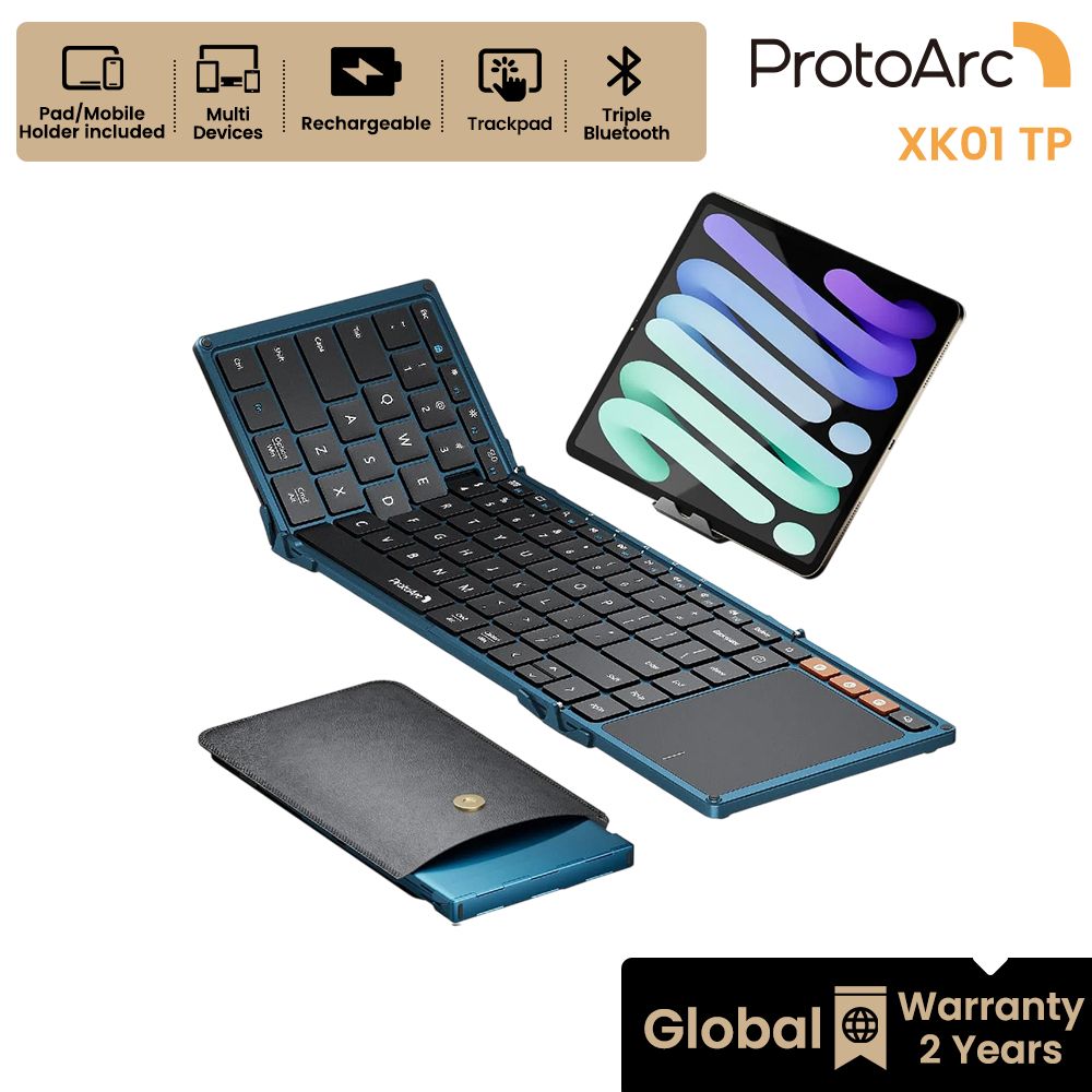 ProtoArc XK01 TP คีย์บอร์ดบลูทูธพับได้ ระดับพรีเมียม 3 ช่อง พร้อมทัชแพด Full Size ชาร์จได้ รับประกัน 2 ปี