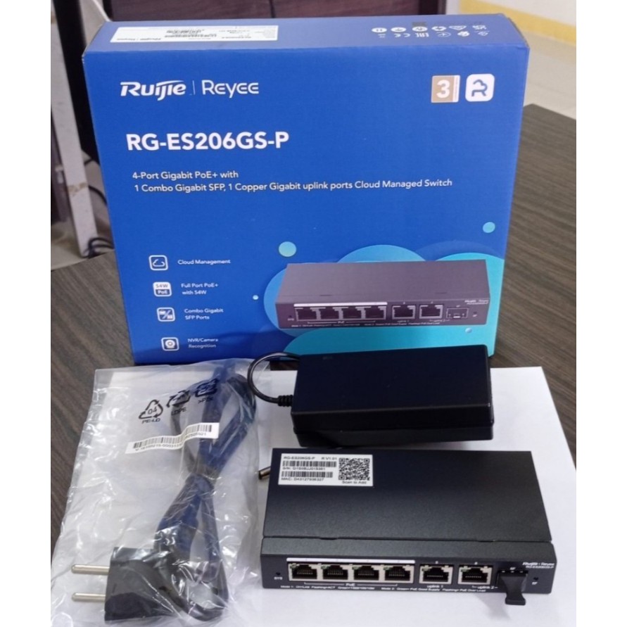 RG-ES206GS-P Reyee 6-Port Gigabit Smart Cloud Mananged PoE Switch