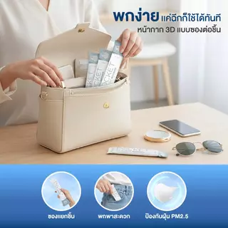 [เซ็ตสุดคุ้ม x3] Hi-Care หน้ากากอนามัย 3D Pocket Mask กรองเชื้อโรค ป้องกันฝุ่นPM 2.5 / สีขาว