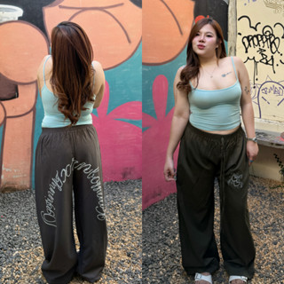 🌈SpinnyHouse🌈กางเกงสาวอวบ กางเกงขายาว เอวยางยืด สกรีนลายหน้า…