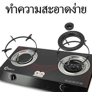 IK09 เตาแก๊สหน้ากระจกหัวคู่ หัวอินฟราเรด+หัวฟู่ ***ใช้กับหัวปรับแรงดันต่ำเท่านั้น